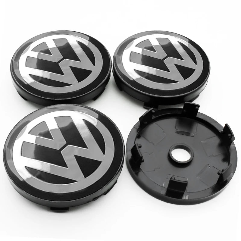 4PCS Car Wheel Center Hub Caps | Fits VW Golf, GTI, R-Line, Passat, Polo, Scirocco (Aftermarket Replacement)