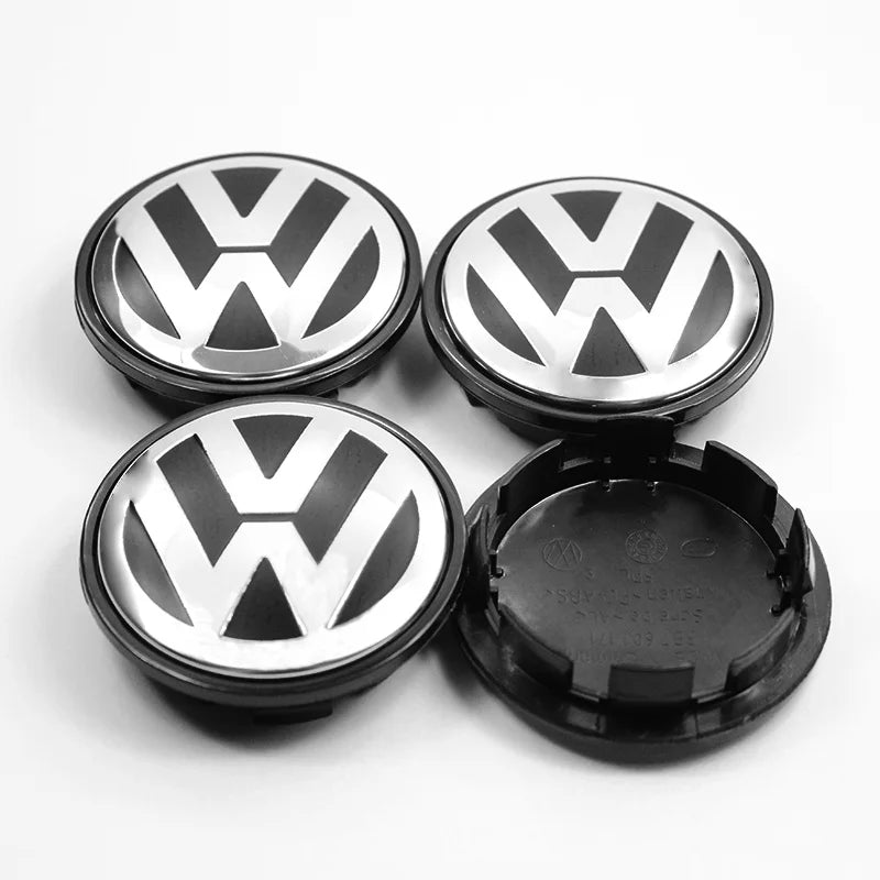 4PCS Car Wheel Center Hub Caps | Fits VW Golf, GTI, R-Line, Passat, Polo, Scirocco (Aftermarket Replacement)