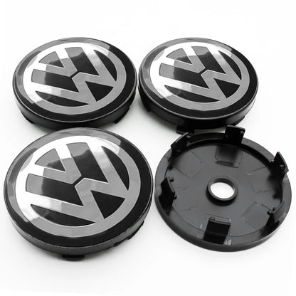 4PCS Car Wheel Center Hub Caps | Fits VW Golf, GTI, R-Line, Passat, Polo, Scirocco (Aftermarket Replacement)