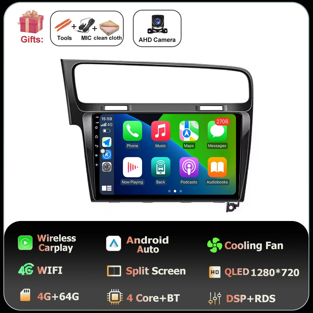 10" Android Car Stereo for VW Golf MK7 GTI R (2013–2020) – CarPlay & Android Auto, GPS Navigation, 4G WiFi, Touchscreen Multimedia Player