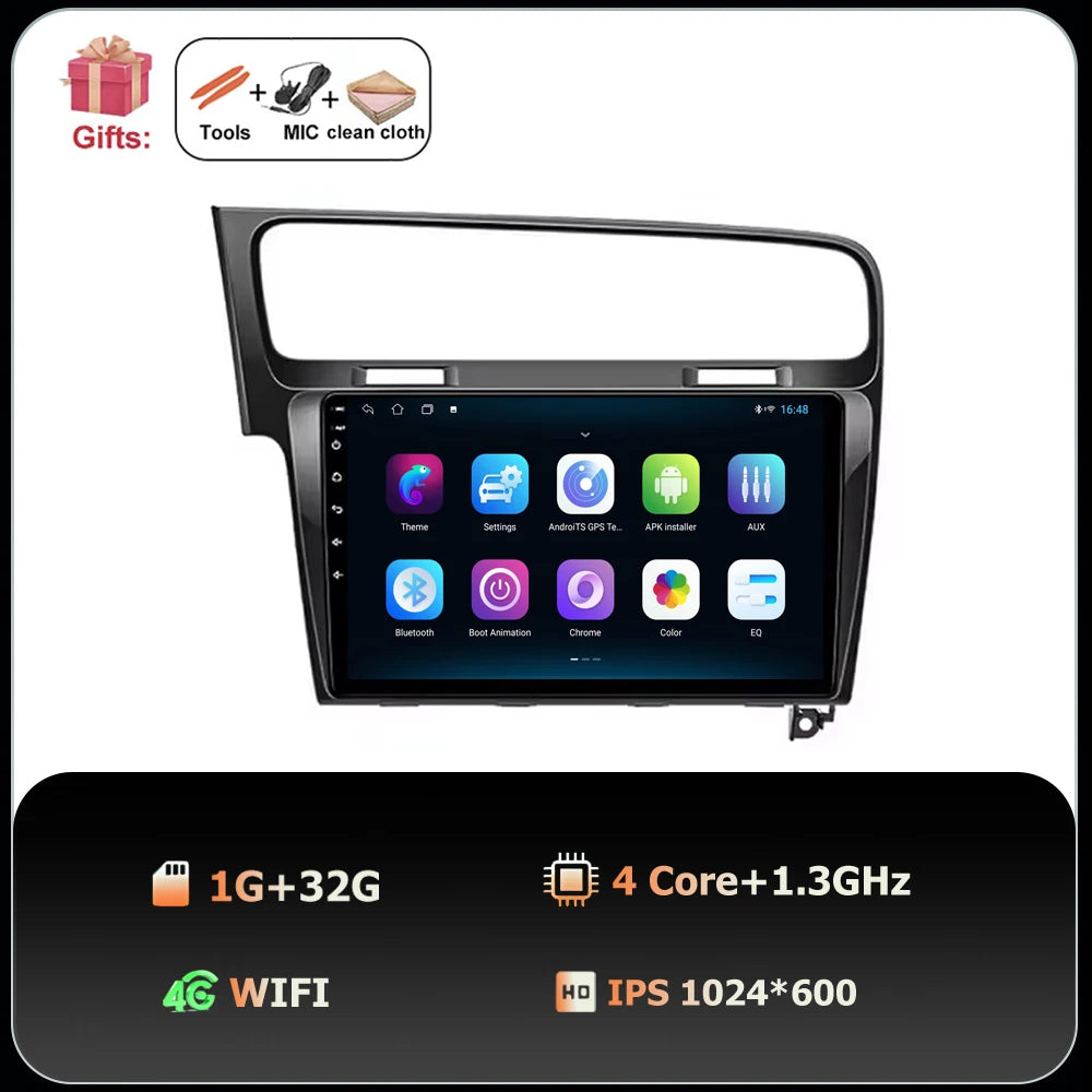 10" Android Car Stereo for VW Golf MK7 GTI R (2013–2020) – CarPlay & Android Auto, GPS Navigation, 4G WiFi, Touchscreen Multimedia Player