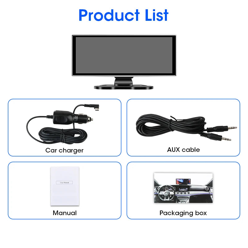 11" Wireless CarPlay & Android Auto Screen with Built-in 4K Dash Cam, GPS Navigation, Dual Lens, Rearview Mirror Display