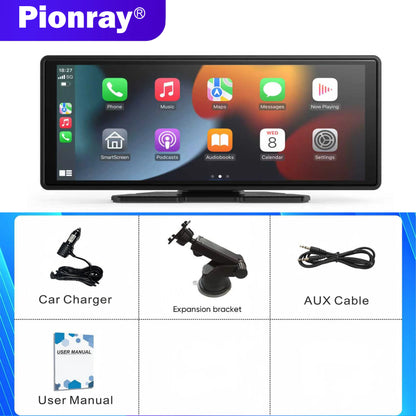 10" Portable Wireless CarPlay & Android Auto Screen | Car Stereo Audio Receiver with GPS, Mirror Link