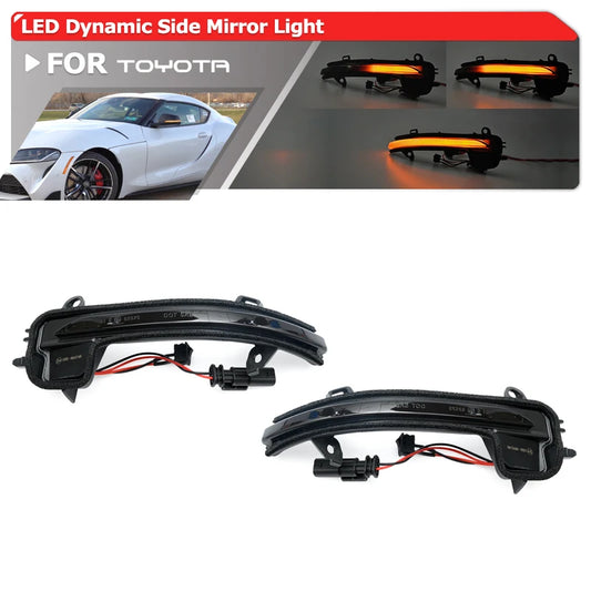 Toyota GR Supra A90 MK5 (2020–2023) Sequential LED Side Mirror Turn Signal Lights – Smoked Lens