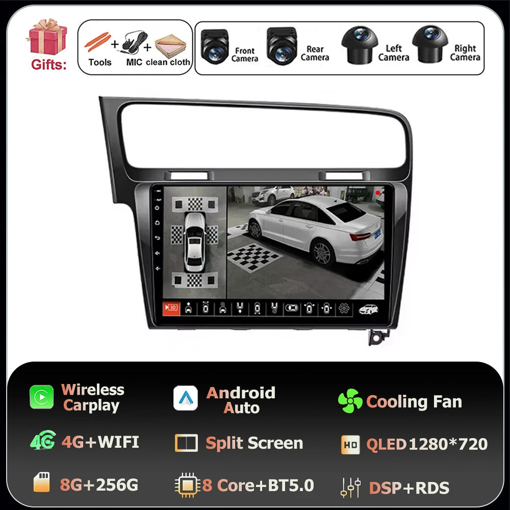10" Android Car Stereo for VW Golf MK7 GTI R (2013–2020) – CarPlay & Android Auto, GPS Navigation, 4G WiFi, Touchscreen Multimedia Player
