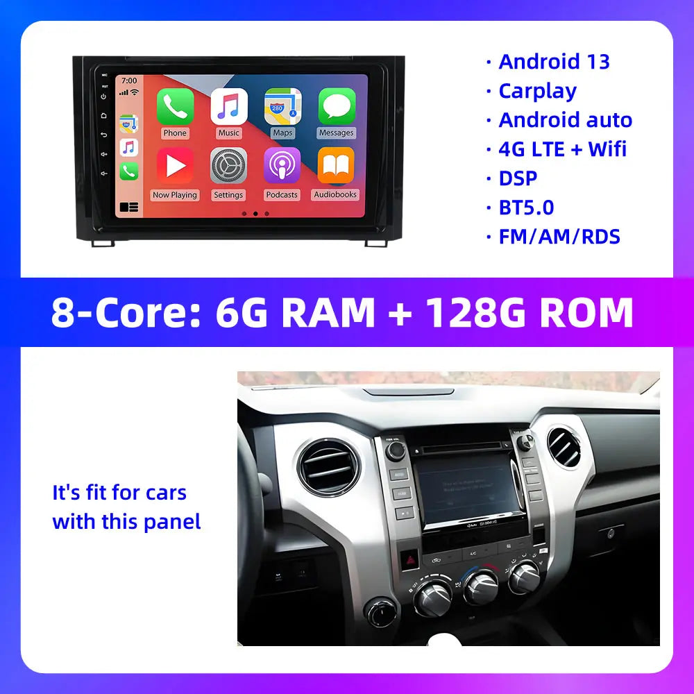 Toyota Tundra (2014–2018) 9" Android 12 Car Multimedia Player – CarPlay, Android Auto, GPS Navigation, Bluetooth 5.0, DSP Stereo Head Unit