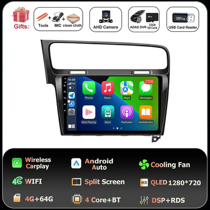 10" Android Car Stereo for VW Golf MK7 GTI R (2013–2020) – CarPlay & Android Auto, GPS Navigation, 4G WiFi, Touchscreen Multimedia Player