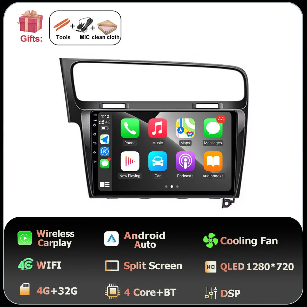 10" Android Car Stereo for VW Golf MK7 GTI R (2013–2020) – CarPlay & Android Auto, GPS Navigation, 4G WiFi, Touchscreen Multimedia Player