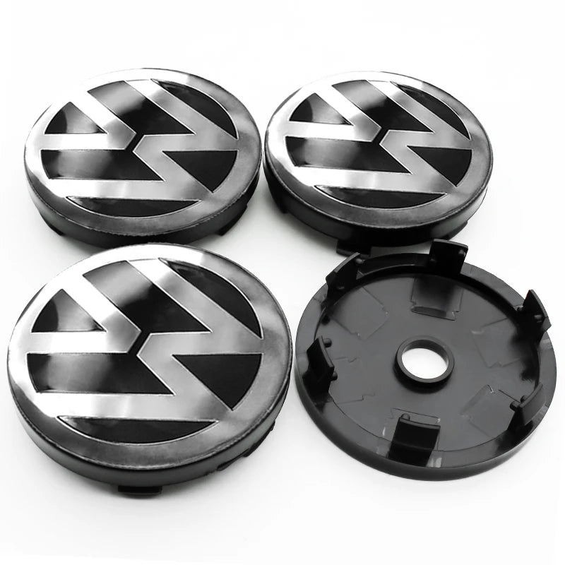 4PCS Car Wheel Center Hub Caps | Fits VW Golf, GTI, R-Line, Passat, Polo, Scirocco (Aftermarket Replacement)