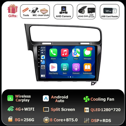 10" Android Car Stereo for VW Golf MK7 GTI R (2013–2020) – CarPlay & Android Auto, GPS Navigation, 4G WiFi, Touchscreen Multimedia Player
