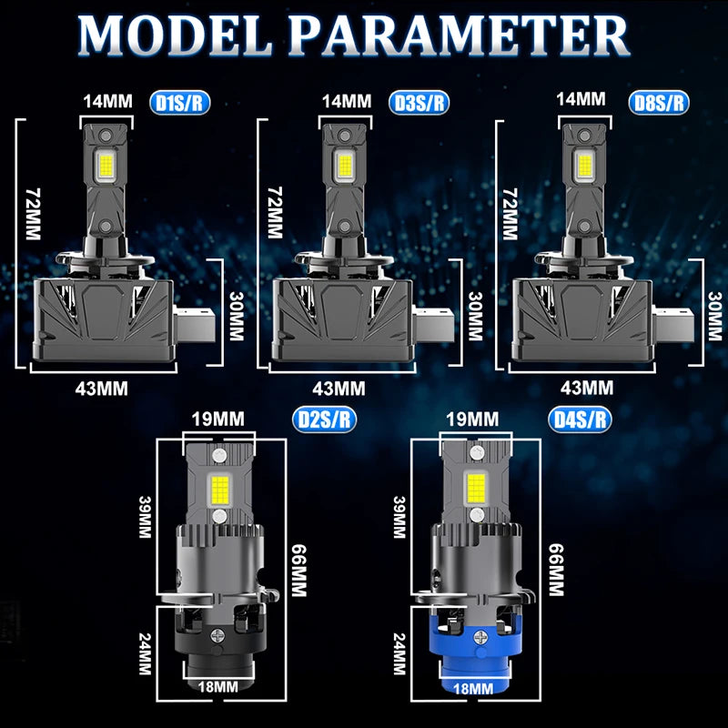 DriverEyes D1S D2S D3S D4S D8S LED Headlight Bulbs 1000W 6000K Canbus Plug & Play HID Xenon Conversion Kit – Super Bright 1:1 Design IP68