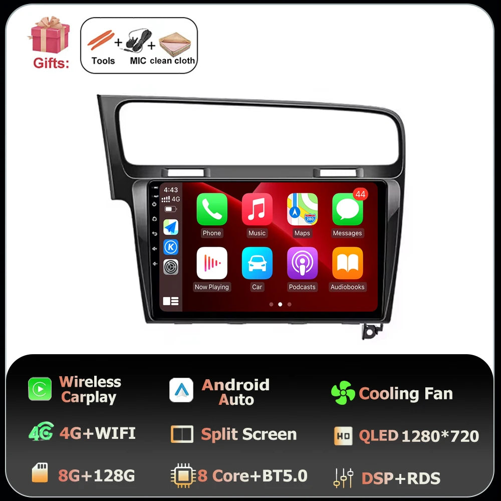 10" Android Car Stereo for VW Golf MK7 GTI R (2013–2020) – CarPlay & Android Auto, GPS Navigation, 4G WiFi, Touchscreen Multimedia Player