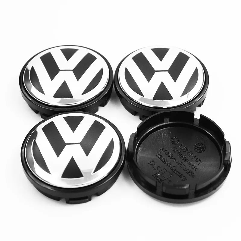 4PCS Car Wheel Center Hub Caps | Fits VW Golf, GTI, R-Line, Passat, Polo, Scirocco (Aftermarket Replacement)