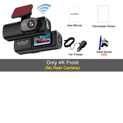 4K Dash Cam with WiFi & Night Vision – Dual Channel, GPS Support, 24H Parking Monitor, 1.47" Screen, Loop Recording