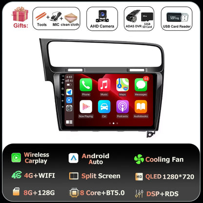 10" Android Car Stereo for VW Golf MK7 GTI R (2013–2020) – CarPlay & Android Auto, GPS Navigation, 4G WiFi, Touchscreen Multimedia Player