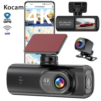 4K Dash Cam with WiFi & Night Vision – Dual Channel, GPS Support, 24H Parking Monitor, 1.47" Screen, Loop Recording