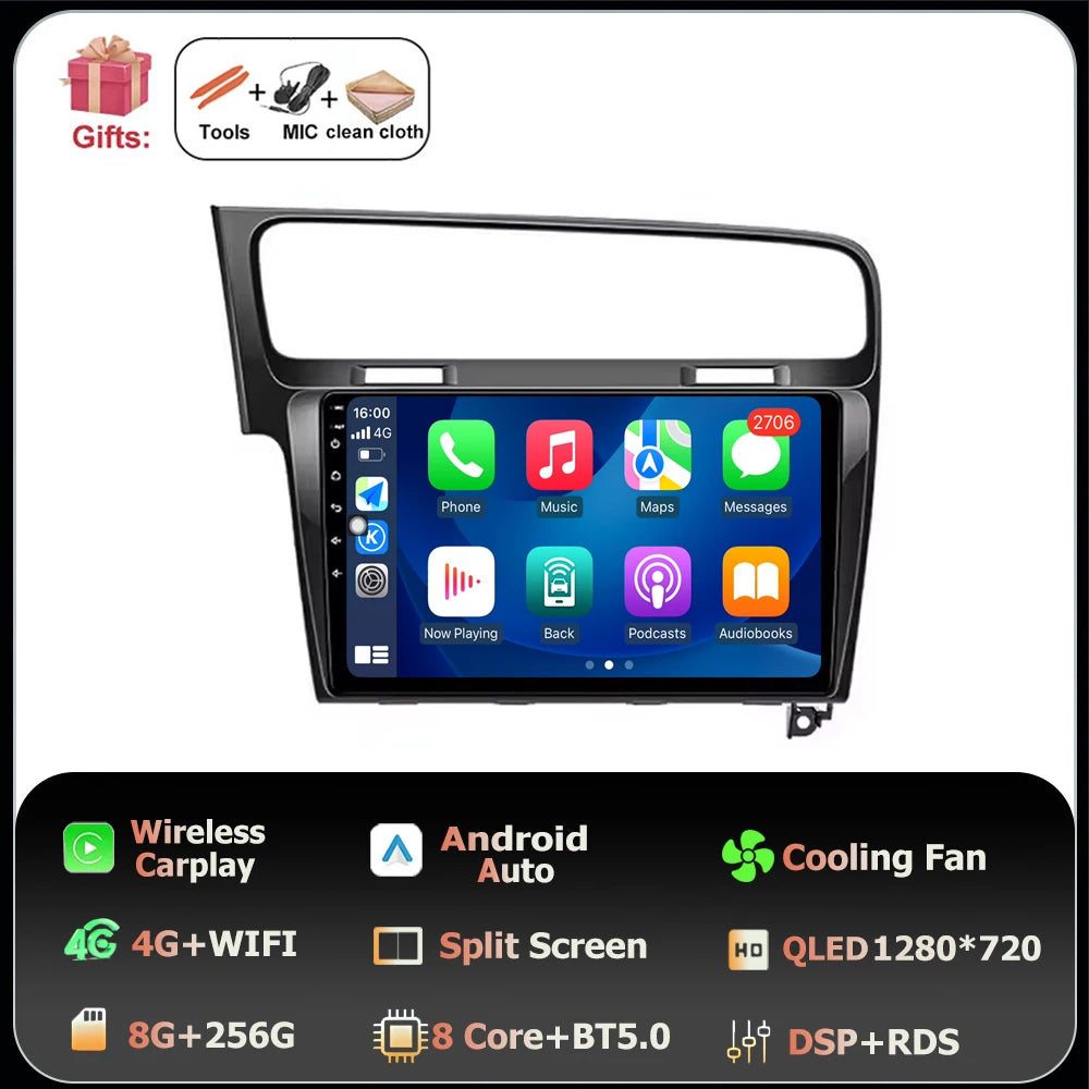 10" Android Car Stereo for VW Golf MK7 GTI R (2013–2020) – CarPlay & Android Auto, GPS Navigation, 4G WiFi, Touchscreen Multimedia Player