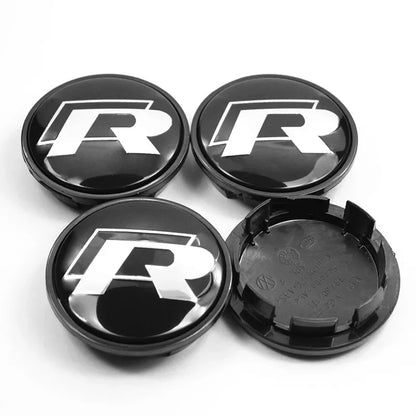 4PCS Car Wheel Center Hub Caps | Fits VW Golf, GTI, R-Line, Passat, Polo, Scirocco (Aftermarket Replacement)