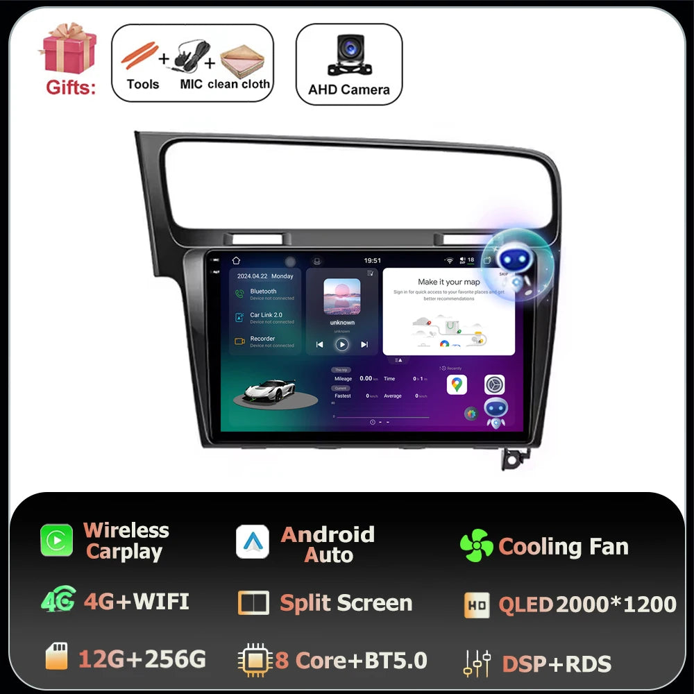 10" Android Car Stereo for VW Golf MK7 GTI R (2013–2020) – CarPlay & Android Auto, GPS Navigation, 4G WiFi, Touchscreen Multimedia Player