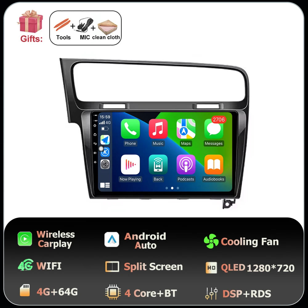 10" Android Car Stereo for VW Golf MK7 GTI R (2013–2020) – CarPlay & Android Auto, GPS Navigation, 4G WiFi, Touchscreen Multimedia Player