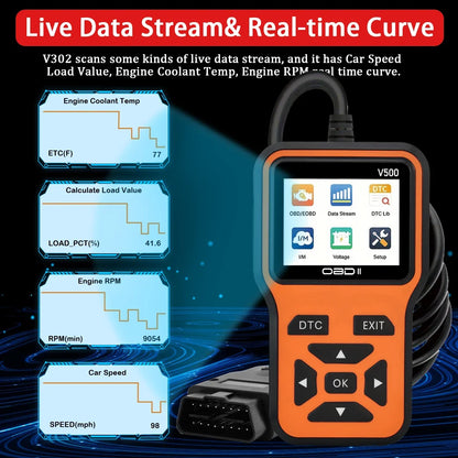 V500 Car OBD2 Scanner | Engine Fault Code Reader & Voltage Tester