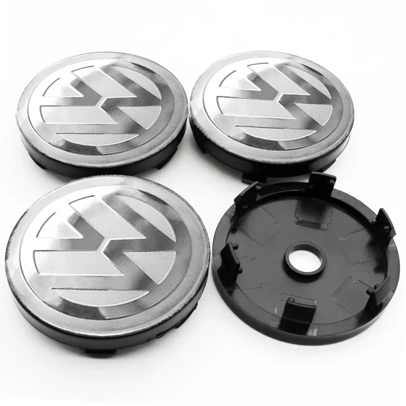 4PCS Car Wheel Center Hub Caps | Fits VW Golf, GTI, R-Line, Passat, Polo, Scirocco (Aftermarket Replacement)