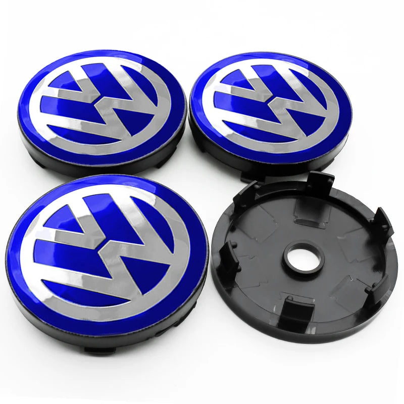 4PCS Car Wheel Center Hub Caps | Fits VW Golf, GTI, R-Line, Passat, Polo, Scirocco (Aftermarket Replacement)